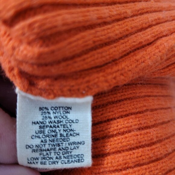 MOTH Anthropologie Pumpkin Orange Mock Neck Snap‎ Sleeve Sweater - Picture 5 of 8